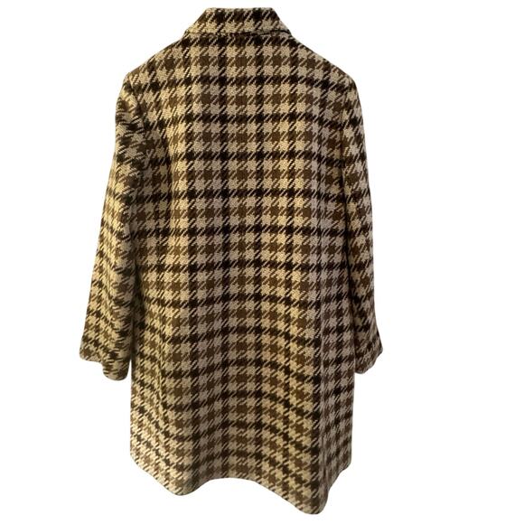 ALFRED DUNNER Vintage Houndstooth Wool Jacket in Cream and Brown, Size 14 - Picture 2 of 4